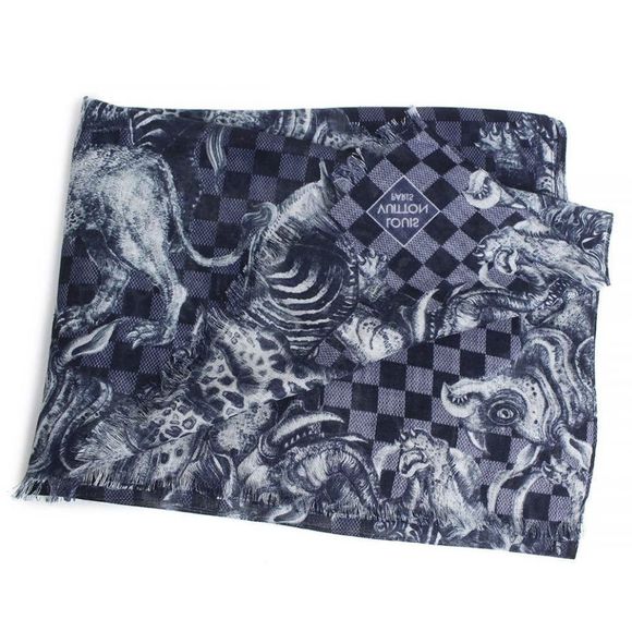 ❌❌ LOUIS VUITTON Cashmere/Silk/Wool Chapman Brothers Stole Blue Monogram LV - Picture 4 of 11